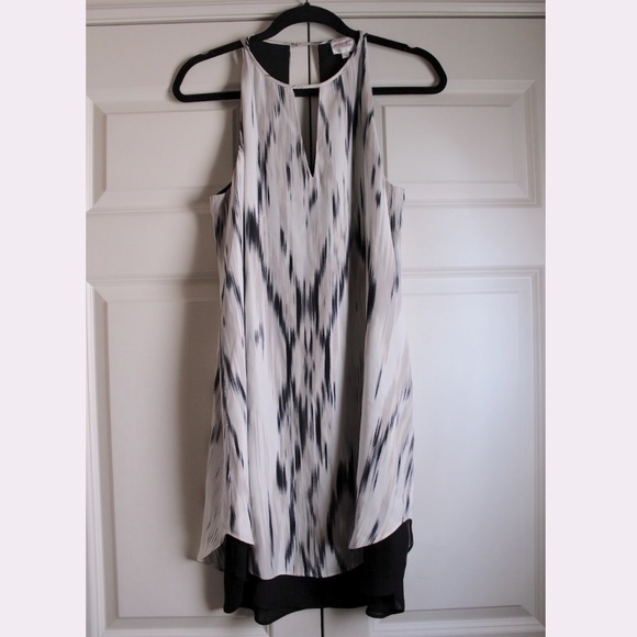 Parker Black and White Keyhole Cocktail Dress - Picture 1 of 6